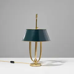 Émile-Jacques Ruhlmann, 'Bouillotte' table lamp, model no. 3048 AR/3342 NR, circa 1925, Gilt bronze, painted brass