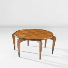 Low table by Gio Ponti, circa 1930, Oak, oak-veneered wood, brass, offered May 2024