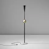 Angelo Lelii, Floor lamp, model no. 12555, circa 1956, Painted aluminium, brass, marble, acrylic