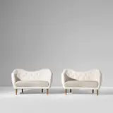 Pair of sofas, model no. BO46 by Finn Juhl, designed 1946, Fabric, teak, sold May 2024