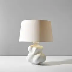 Georges Jouve, 'Abstrait' table lamp, circa 1949, Glazed earthenware, paper shade