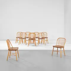 Palle Suenson, Set of ten dining chairs, designed for the Aarhus Oliefabrik A/S office building, 1938-1942, Beech, teak