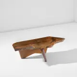 'Slab II' coffee table by George Nakashima, 1960, English walnut, East Indian rosewood, sold May 2024
