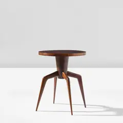 Side table by Gio Ponti, circa 1950, East Indian rosewood, East Indian rosewood-veneered wood, beech, sold May 2024