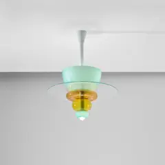 'Firenze' ceiling light by Ettore Sottsass, 1995, Coloured glass, glass, painted steel, sold May 2024