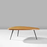 Charlotte Perriand, Low free-form table, circa 1953, Oak, painted steel