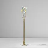 Max Ingrand, Rare floor lamp, circa 1955, Brass, coloured glass, opaline glass