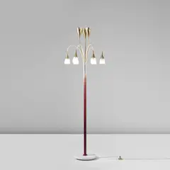 Floor lamp by Angelo Lelii, circa 1953, Painted brass, brass, glass, marble, sold May 2024