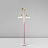 Angelo Lelii, Floor lamp, circa 1953, Painted brass, brass, glass, marble