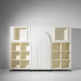 G.R.A.U., Custom cabinet with bookcase, circa 1967, Painted beech-veneered plywood, painted pine, painted brass, rubber