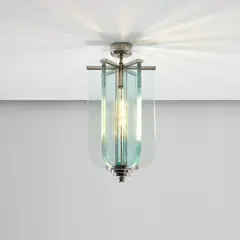 Pietro Chiesa, Ceiling light, circa 1935, Glass, nickel-plated brass