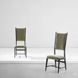 Gio Ponti, Pair of unique chairs, from the Dulciora offices, Milan, circa 1950, Painted wood, fabric
