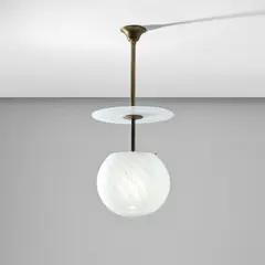 Rare ceiling light by Dino Martens, circa 1933, Zanfirico glass, brass, sold May 2024