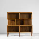 Bookcase, from the 'Domus Nova' series by Gio Ponti, circa 1929, Oak veneered-wood, walnut veneered-wood, walnut, sold May 2024