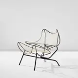 Rare 'Artigianato' armchair, from the 'Monofilo' series by Sergio Conti and Marisa Forlani Luciano Grassi, 1953-1955, Painted iron, nylon, rubber, sold May 2024