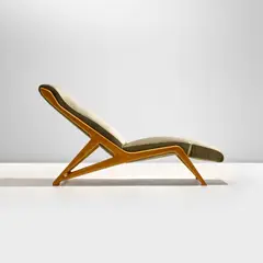 Ico Parisi, Rare chaise longue, circa 1950, Maple, fabric