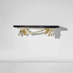 Osvaldo Borsani and Lucio Fontana, Rare wall-mounted console, from Casa Kramer, Milan, circa 1950, Marble, gilded and painted wood