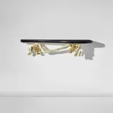 Rare wall-mounted console, from Casa Kramer, Milan by Osvaldo Borsani and Lucio Fontana, circa 1950, Marble, gilded and painted wood, sold Nov 2024