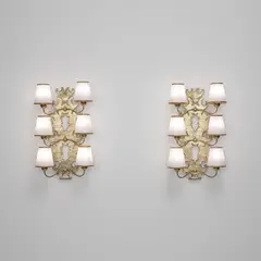 Pair of wall lights by Paolo Buffa, 1943-1945, Brass, vellum and fabric shade, offered Nov 2024