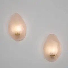 Max Ingrand, Pair of wall lights, circa 1957, Coloured and partially acid-etched glass, brass