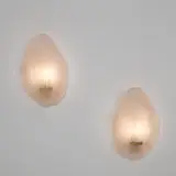 Max Ingrand, Pair of wall lights, circa 1957, Coloured and partially acid-etched glass, brass