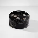 Jean Dunand, Lidded box, circa 1925, Lacquered brass with eggshell inlays
