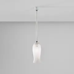 Ceiling light by Paolo Venini, circa 1940, Zanfirico a sette fili glass, frosted glass, brass, sold Nov 2024