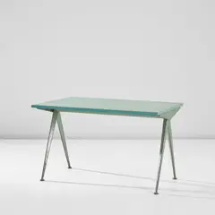 'Compas' table, model no. 512 by Jean Prouvé, circa 1953, Plastic laminate-covered wood, painted steel, sold Nov 2024