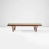 Helge Vestergaard Jensen, Bench, 1950s, Brazilian rosewood, fabric