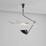 Angelo Lelii, 'Vela' ceiling light, model no. 12385, circa 1951, Painted aluminium, patinated brass, nylon string