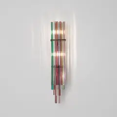 Venini, Rare wall light, circa 1965, A canne quadrate coloured and clear glass, painted steel, brass