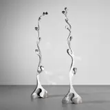 Ron Arad, Unique pair of monumental sculptures, from the 'Volume' series, circa 1988, Polished stainless steel, mild steel