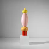 'Burma' totem by Ettore Sottsass, designed 1964, produced circa 1994, Glazed ceramic, laminated wood, sold Nov 2024