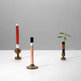 Ettore Sottsass, Three vases, model nos. 321, 262 and 316, 1958, Sapele mahogany, enamelled copper