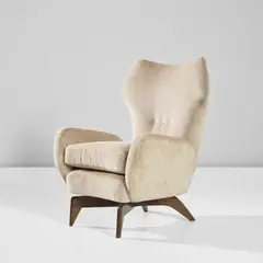 Renzo Zavanella, Swivel armchair, 1950s, Fabric, beech