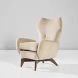 Renzo Zavanella, Swivel armchair, 1950s, Fabric, beech