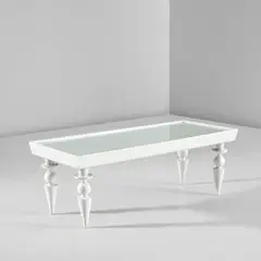 Rare low table by Gio Ponti, circa 1930, Painted wood, glass, offered Nov 2024