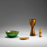 Paolo De Poli, Set of four vessels, circa 1950, Enamelled hammered copper