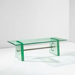 Pietro Chiesa, Large coffee table, circa 1934, Glass, brass, patinated steel