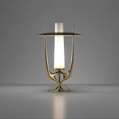 Max Ingrand, Table lamp, circa 1955, Opalino glass, brass
