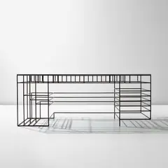 Giovanni Ferrabini, Unique prototype desk, 1950s, Painted iron, glass