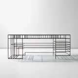 Giovanni Ferrabini, Unique prototype desk, 1950s, Painted iron, glass