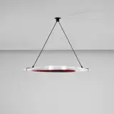 'Barchetta' ceiling light by Paolo Venini and Enrico Capuzzo, circa 1958, Acid-etched and coloured glass, painted iron, sold Nov 2024