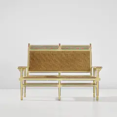 Ernesto Basile, Sofa, from the 'Carretto Siciliano' series, circa 1906, Painted wood, oak, rush