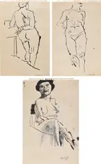 R.A. Sir Peter Blake, Three works: (i-iii) Life Studies, 1956, ink on paper