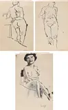 R.A. Sir Peter Blake, Three works: (i-iii) Life Studies, 1956, ink on paper