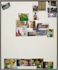 Untitled by Martin Kippenberger, 1992, staples and photographs collage on paper, in artist's frame, sold Apr 2024