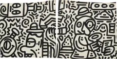 Sam Cox, Untitled, acrylic paint pen on paper, diptych