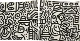 Sam Cox, Untitled, acrylic paint pen on paper, diptych