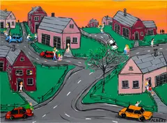 Albert Willem, Coming Home After Work, 2019, acrylic on linen